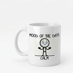 Bazinco Personalized Ceramic Coffee Mug – Mood of the Day Calm Minimalist Doodle with Custom Name