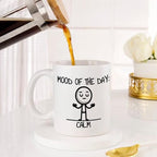Bazinco Personalized Ceramic Coffee Mug – Mood of the Day Calm Minimalist Doodle with Custom Name