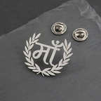 Bazinco “Maa” Brooch with Laurel Design – Premium Hindi Mother Pin for Saree & Blazer