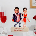 Bazinco Custom Couple Caricature Stand | Personalized Made For Each Other Acrylic Plaque | Unique Romantic Gift for Anniversary, Valentine's Day & Weddings