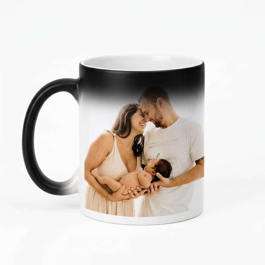 Bazinco Personalized Magic Mug – Custom Family Photo Color Changing Heat Activated Mug