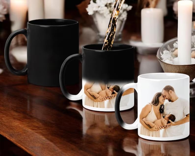 Bazinco Personalized Magic Mug – Custom Family Photo Color Changing Heat Activated Mug