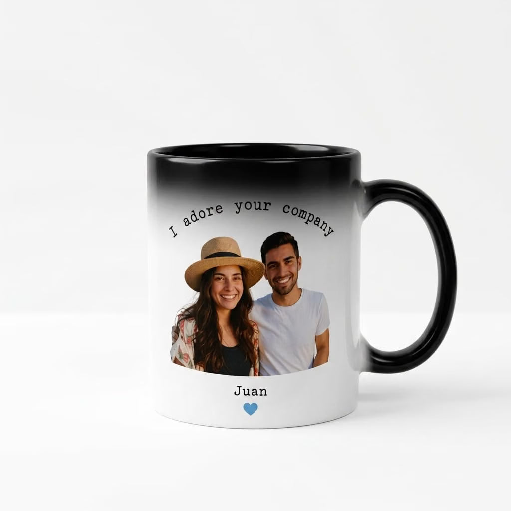 Bazinco Personalized Magic Mug – I Adore Your Company Couple Photo Color Changing Mug