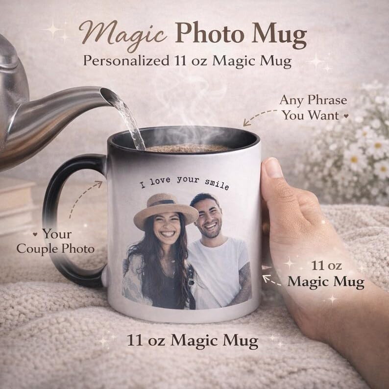 Bazinco Personalized Magic Mug 11 Oz – Custom Photo Heat Reveal Mug