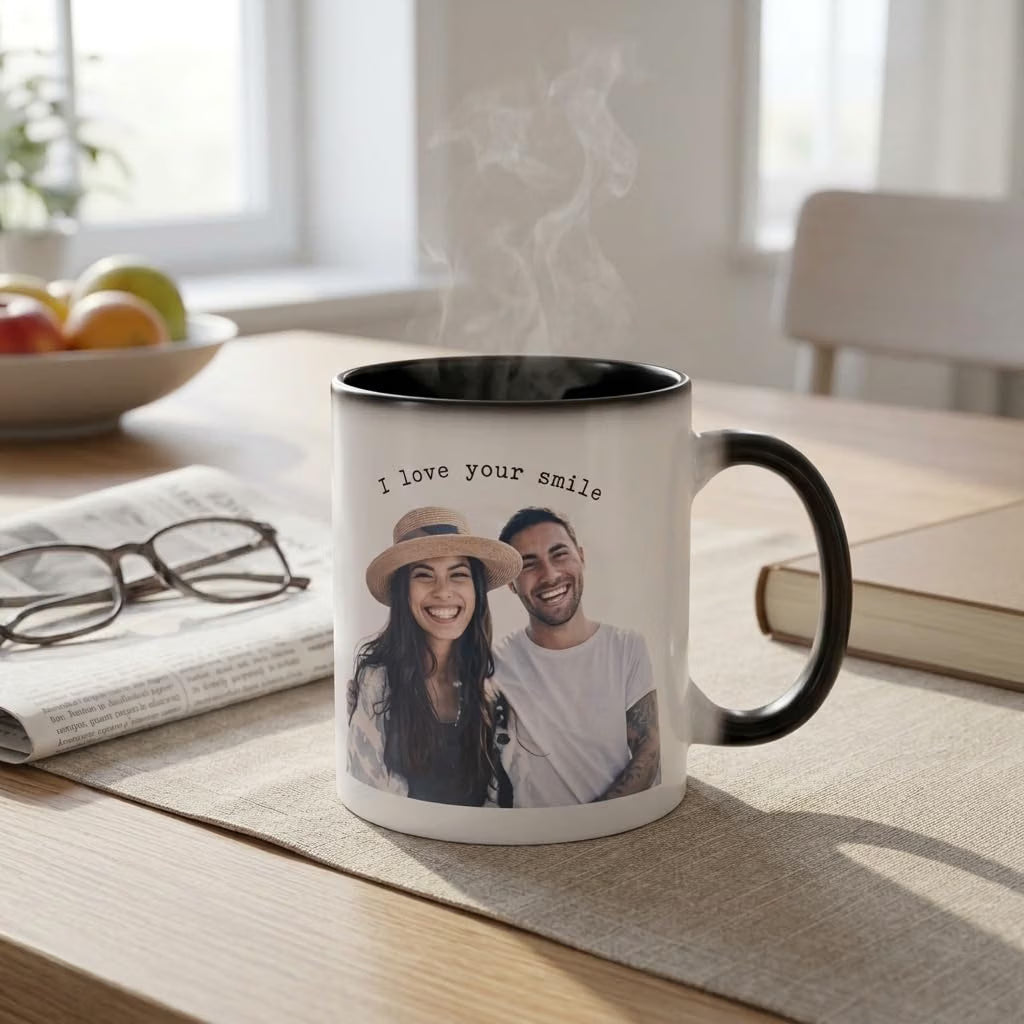 Bazinco Personalized Magic Mug 11 Oz – Custom Photo Heat Reveal Mug