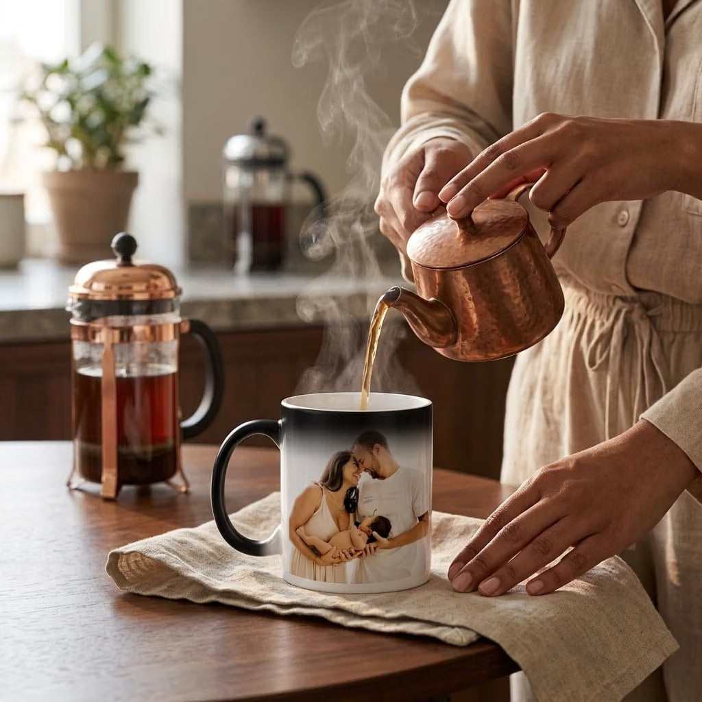 Bazinco Personalized Magic Mug – Custom Family Photo Color Changing Heat Activated Mug