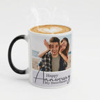 Bazinco Personalized Magic Mug – Happy Anniversary My Sweetheart Color Changing Couple Photo Mug