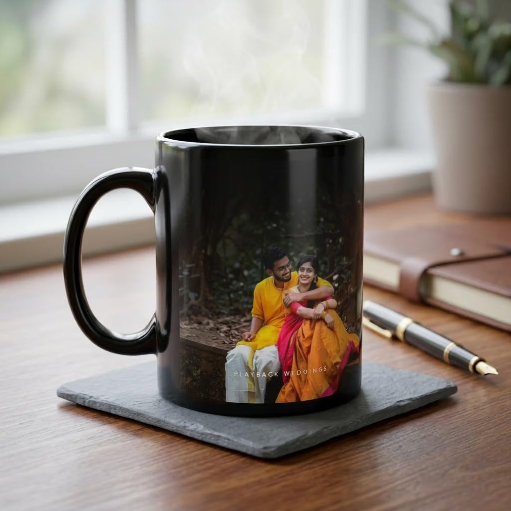 Bazinco Personalized Magic Mug – Color Changing Photo Coffee Mug, Custom Couple Photo Ceramic Mug for Anniversary, Birthday, Wedding & Special Gifts