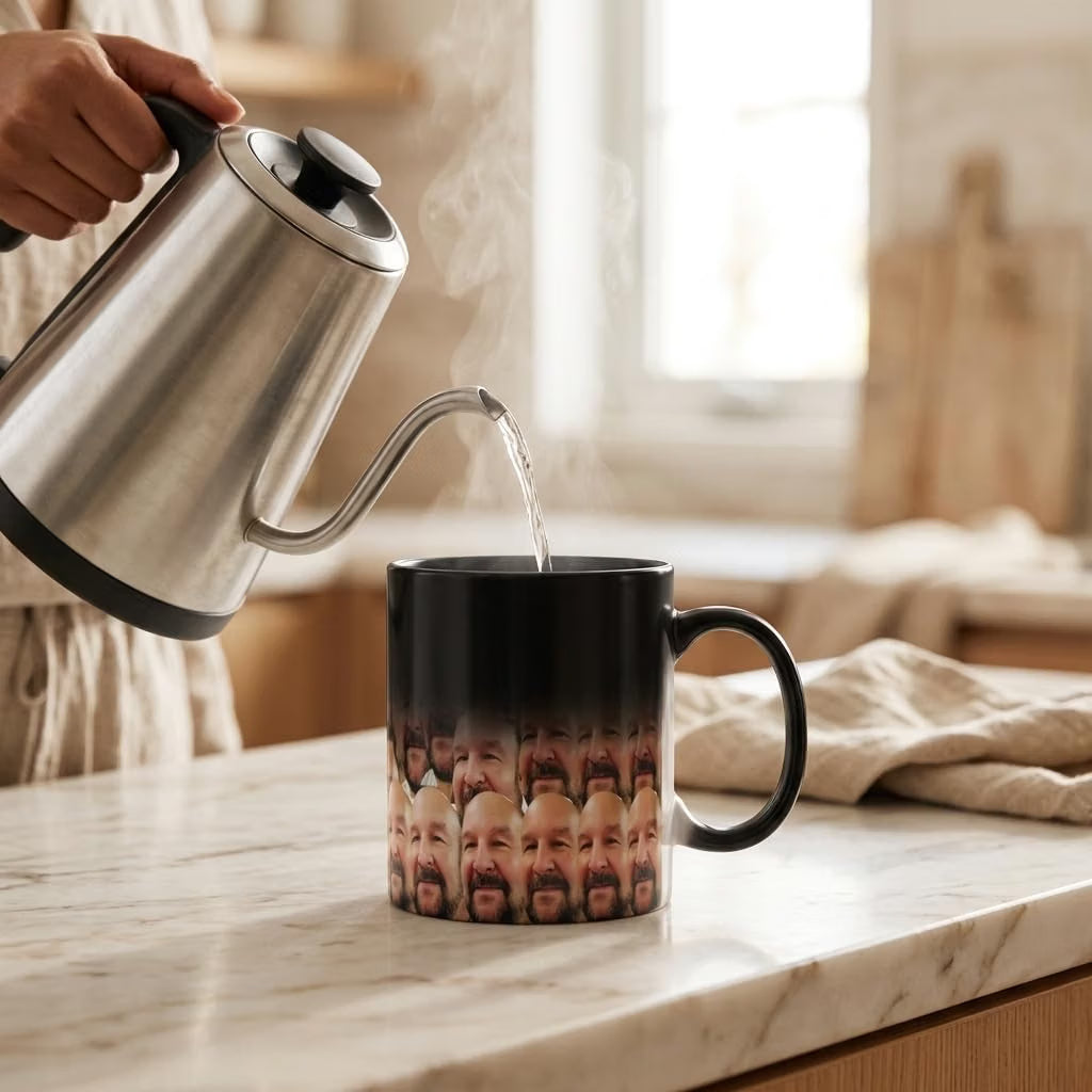 Bazinco Personalized Magic Mug – Custom Face Collage Color Changing Photo Mug