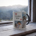 Bazinco Couple Photo Magic Mug | 11 Oz Personalized Heat Changing Coffee Mug with Custom Photo & Message
