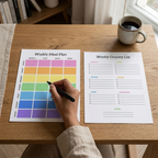 Bazinco Weekly Meal Planner & Grocery List Magnetic Fridge Board Set | Reusable Dry Erase Meal Planning Board | Kitchen Menu Organizer for Refrigerator