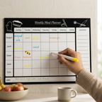 Bazinco Weekly Meal Planner Magnetic Fridge Board with Grocery List | Reusable Dry Erase Meal Planner for Refrigerator | Kitchen Menu & Shopping Organizer