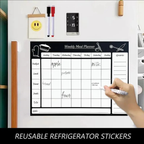 Bazinco Weekly Meal Planner Magnetic Fridge Board with Grocery List | Reusable Dry Erase Meal Planner for Refrigerator | Kitchen Menu & Shopping Organizer