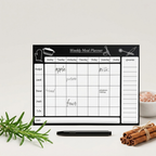 Bazinco Weekly Meal Planner Magnetic Fridge Board with Grocery List | Reusable Dry Erase Meal Planner for Refrigerator | Kitchen Menu & Shopping Organizer