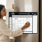 Bazinco Weekly Meal Planner Magnetic Fridge Board with Grocery List | Reusable Dry Erase Meal Planner for Refrigerator | Kitchen Menu & Shopping Organizer