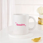 Personalized Main Character Energy Mug with Name | Cute Cartoon Girl Ceramic Coffee Mug | Custom Name Tea Cup | Gift for Girls, Kids & Best Friend | Bazinco