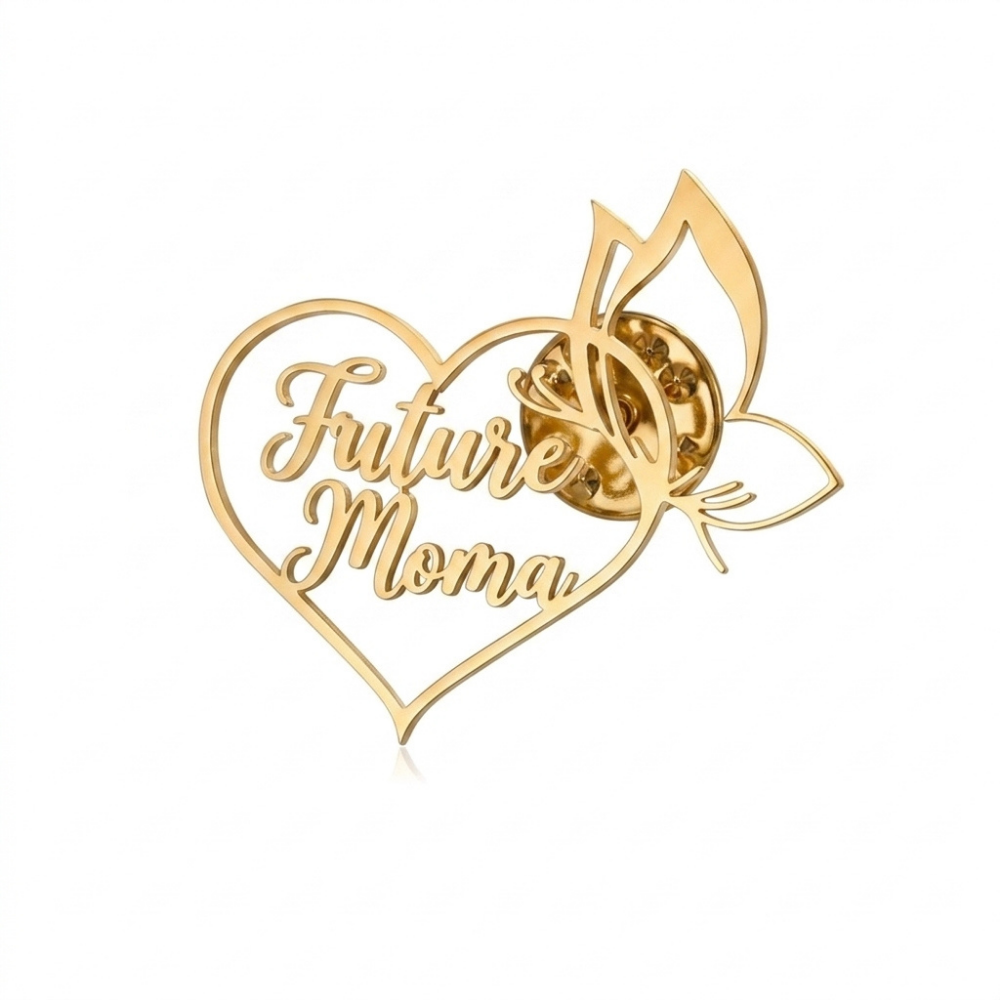 Bazinco Future Mama Heart Butterfly Brooch – Elegant Mom-to-Be Pin