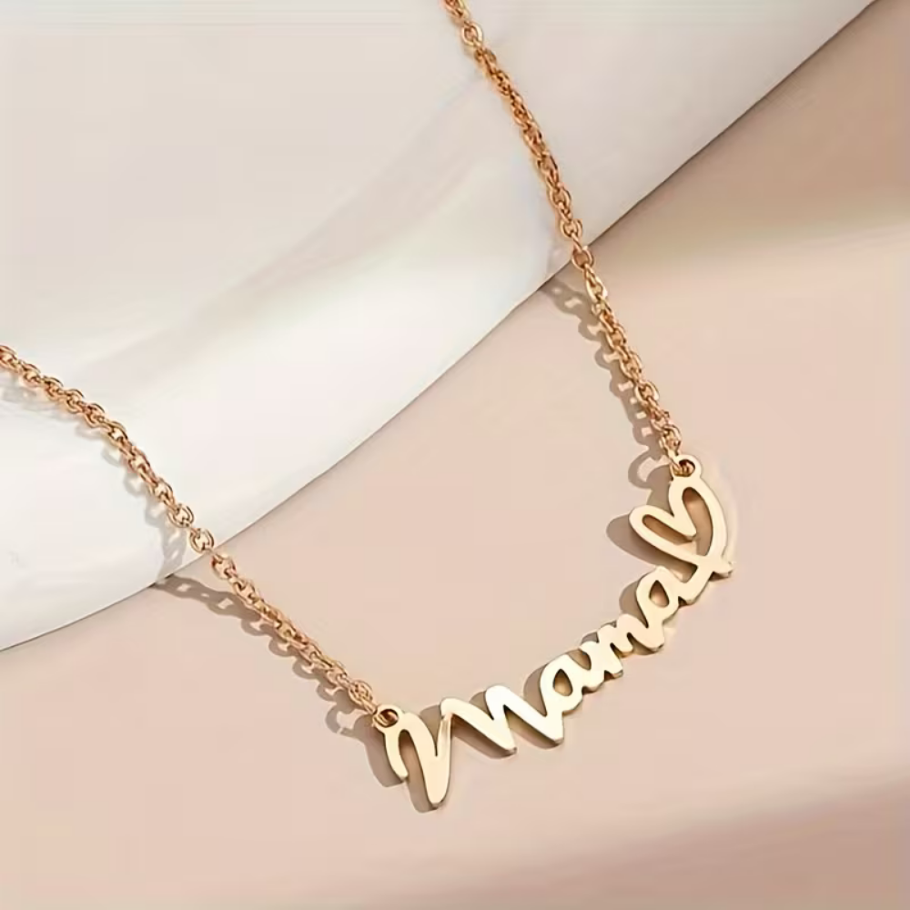 Custom Mama Necklace – Elegant Script Name Necklace for Mothers by Bazinco