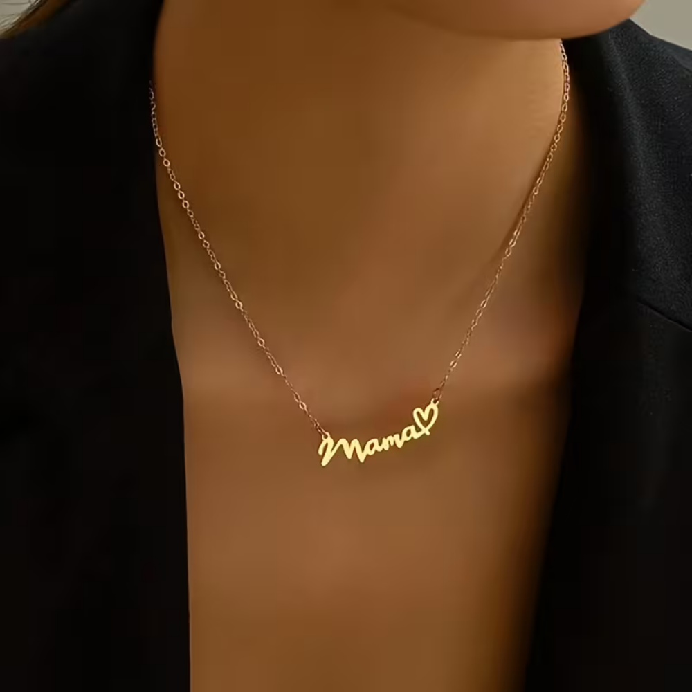 Custom Mama Necklace – Elegant Script Name Necklace for Mothers by Bazinco