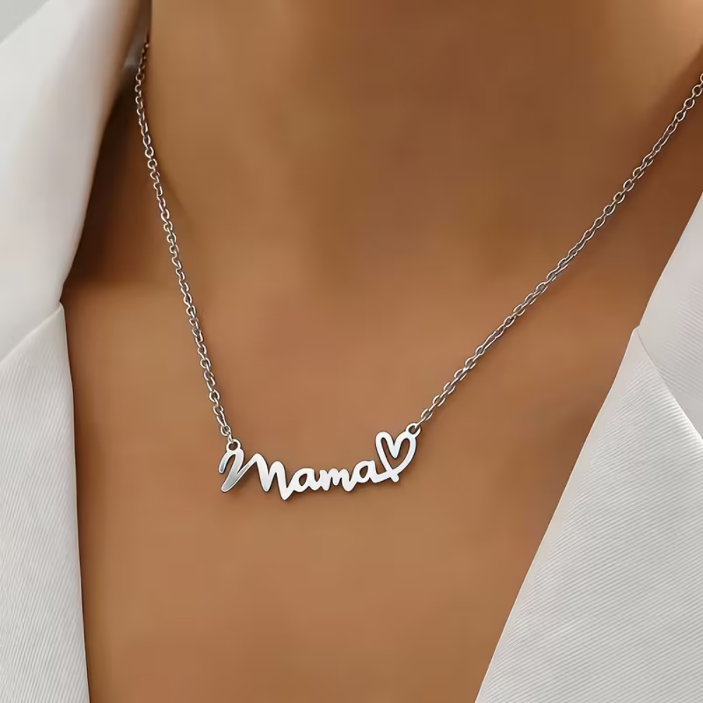 Custom Mama Necklace – Elegant Script Name Necklace for Mothers by Bazinco