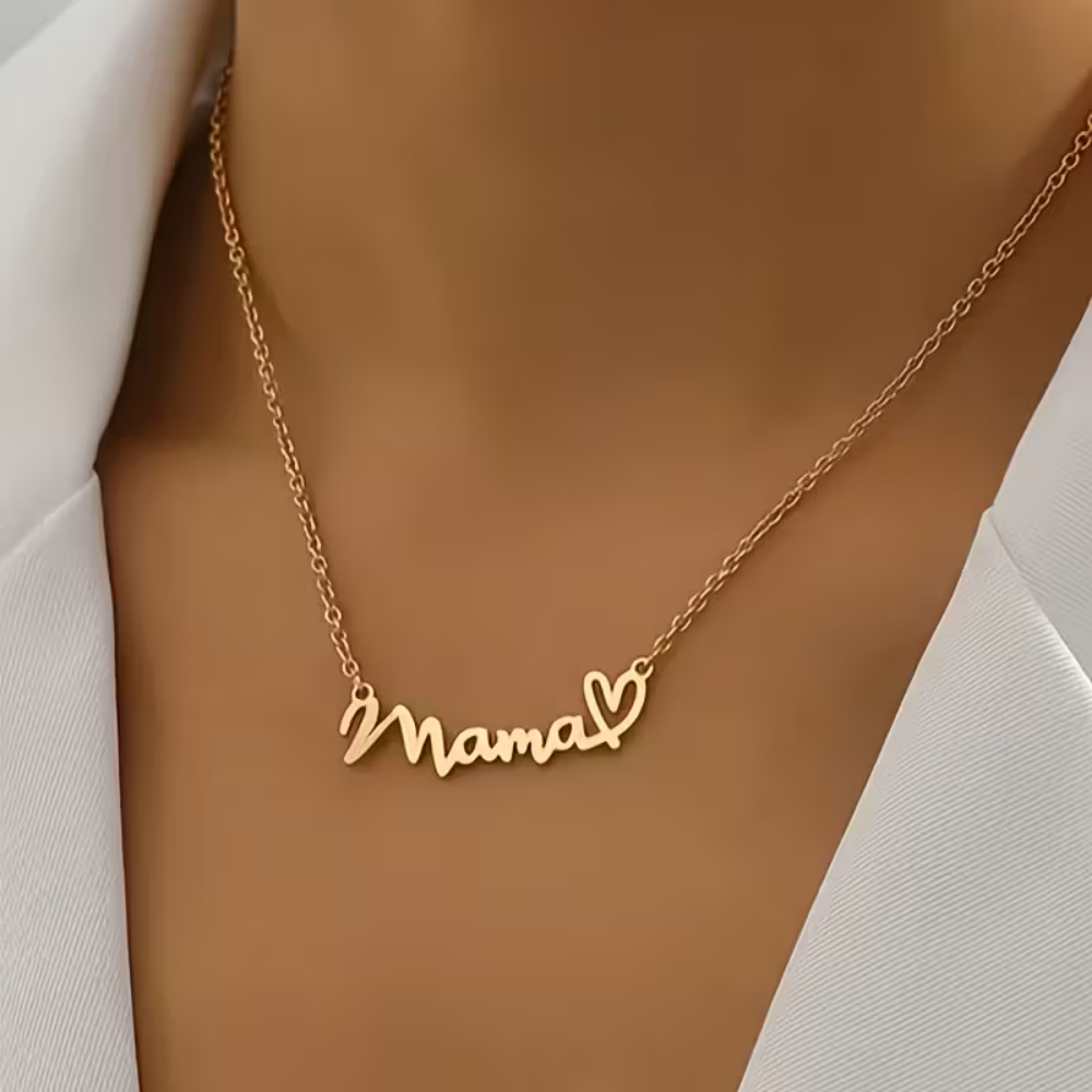 Custom Mama Necklace – Elegant Script Name Necklace for Mothers by Bazinco