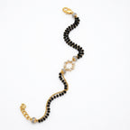 Bazinco Dual Layer Black Beads Box Chain Gold Finish Hand Mangalsutra Bracelet for Women | Designer Copper Bracelet