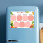 Bazinco Weekly Meal Planner Fridge Magnet A4 | Reusable Magnetic Meal Planning Board with Watercolor Fruit Design | Dry Erase Refrigerator Menu Organizer for Kitchen & Family Meal Planning