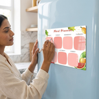 Bazinco Weekly Meal Planner Fridge Magnet A4 | Reusable Magnetic Meal Planning Board with Watercolor Fruit Design | Dry Erase Refrigerator Menu Organizer for Kitchen & Family Meal Planning