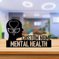 Bazinco Mind Silhouette Personalized Mental Health Name Plate | Custom Therapist Office Desk Sign