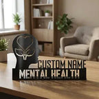 Bazinco Mind Silhouette Personalized Mental Health Name Plate | Custom Therapist Office Desk Sign