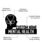 Bazinco Mind Silhouette Personalized Mental Health Name Plate | Custom Therapist Office Desk Sign