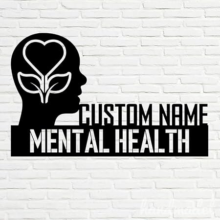 Bazinco Mind Silhouette Personalized Mental Health Name Plate | Custom Therapist Office Desk Sign