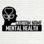 Bazinco Mind Silhouette Personalized Mental Health Name Plate | Custom Therapist Office Desk Sign