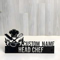 Bazinco Head Chef Name Plate – Personalized Kitchen Name Plate with Chef Hat & Flame Design