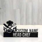 Bazinco Head Chef Name Plate – Personalized Kitchen Name Plate with Chef Hat & Flame Design