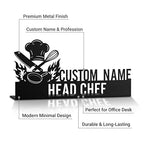 Bazinco Head Chef Name Plate – Personalized Kitchen Name Plate with Chef Hat & Flame Design
