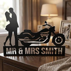 Bazinco Mr & Mrs Biker Name Plate – Personalized Couple Motorcycle Desk Nameplate