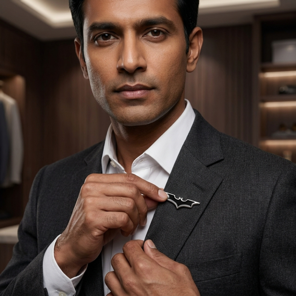 Bat Logo Lapel Pin by Bazinco – Premium Minimalist Suit Pin for Men Formal Wear