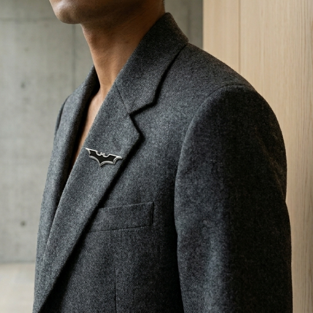 Bat Logo Lapel Pin by Bazinco – Premium Minimalist Suit Pin for Men Formal Wear