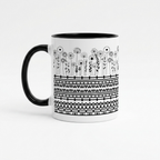 Bazinco Minimalist Wildflower Line Art Ceramic Coffee Mug | Elegant Botanical Floral Printed Mug | Premium Ceramic Tea Cup | Modern Aesthetic Gift for Home & Office | 325 ml