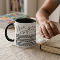 Bazinco Minimalist Wildflower Line Art Ceramic Coffee Mug | Elegant Botanical Floral Printed Mug | Premium Ceramic Tea Cup | Modern Aesthetic Gift for Home & Office | 325 ml