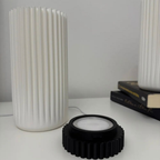 Bazinco Modern 3D Fluted Desk Lamp – Minimalist Ribbed Bedside Table Lamp for Living Room & Office