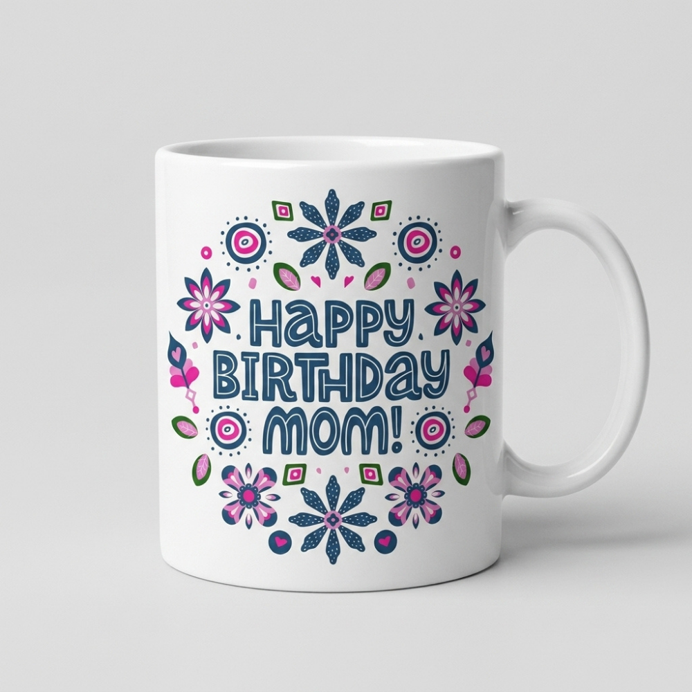Bazinco Happy Birthday Mom Ceramic Mug | 11 Oz Premium Coffee Mug Gift for Mother