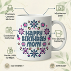 Bazinco Happy Birthday Mom Ceramic Mug | 11 Oz Premium Coffee Mug Gift for Mother