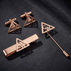 Bazinco Triangle Initial Cufflink Set – Luxury Custom Monogram Tie Bar & Lapel Pin