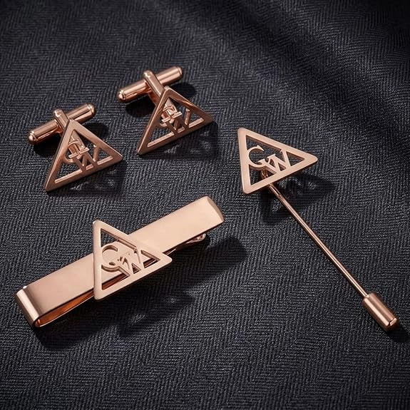 Bazinco Triangle Initial Cufflink Set – Luxury Custom Monogram Tie Bar & Lapel Pin
