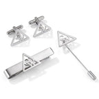 Bazinco Triangle Initial Cufflink Set – Luxury Custom Monogram Tie Bar & Lapel Pin