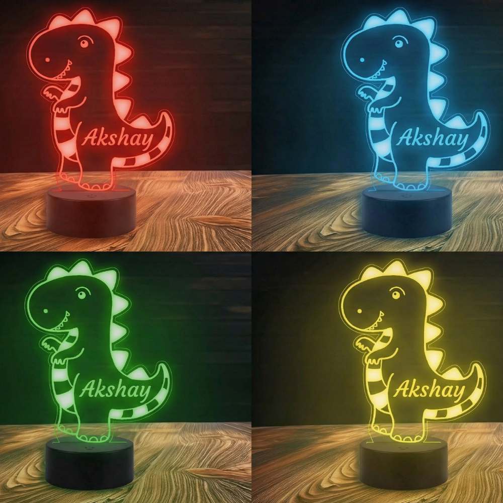 Bazinco gifts

unique dinosaur present

dino themed LED light

LED dinosaur lamp

personalized kids night light

custom name LED lamp