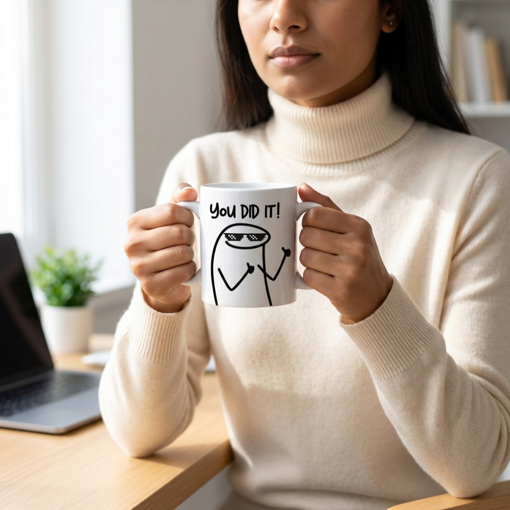 Bazinco You Did It Funny Motivational Mug | Inspirational Ceramic Coffee Mug | Positive Quote Coffee Cup | Office Desk Gift | 325 ml