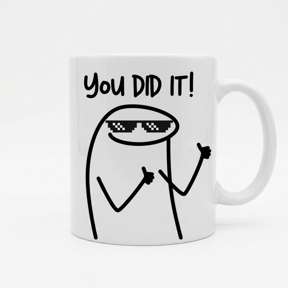 Bazinco You Did It Funny Motivational Mug | Inspirational Ceramic Coffee Mug | Positive Quote Coffee Cup | Office Desk Gift | 325 ml